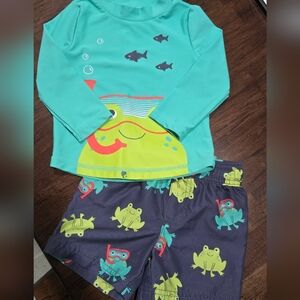Baby Aqua and Grey Frog Swim Set